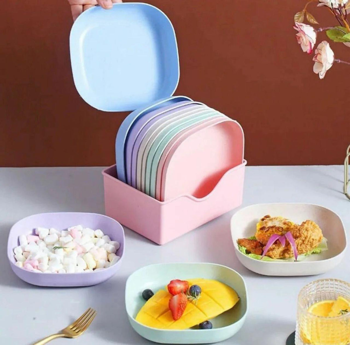 10Pcs Multi-function Spit Bone Dish Household Food Grade Plastic Spit Bone Dish Round Square Set Dining Table Garbage Plate