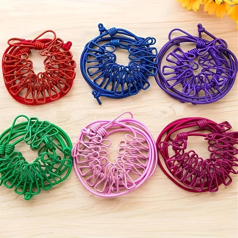 Elastic Clothesline Rope with Clips