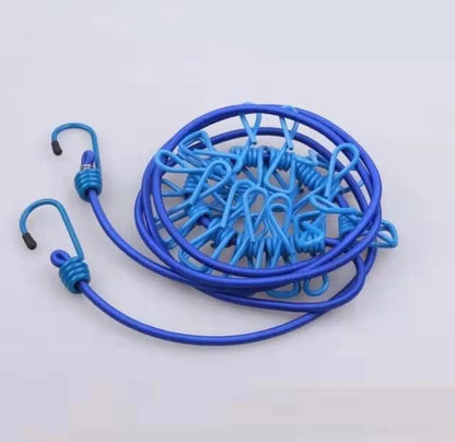 Brand Bytes Portable Drying Rope with 12 Clips and 2 Hooks, Travel Clothesline Rope Clothes Hanging Hook, Outdoor Indoor Wind-Proof Clothesline
