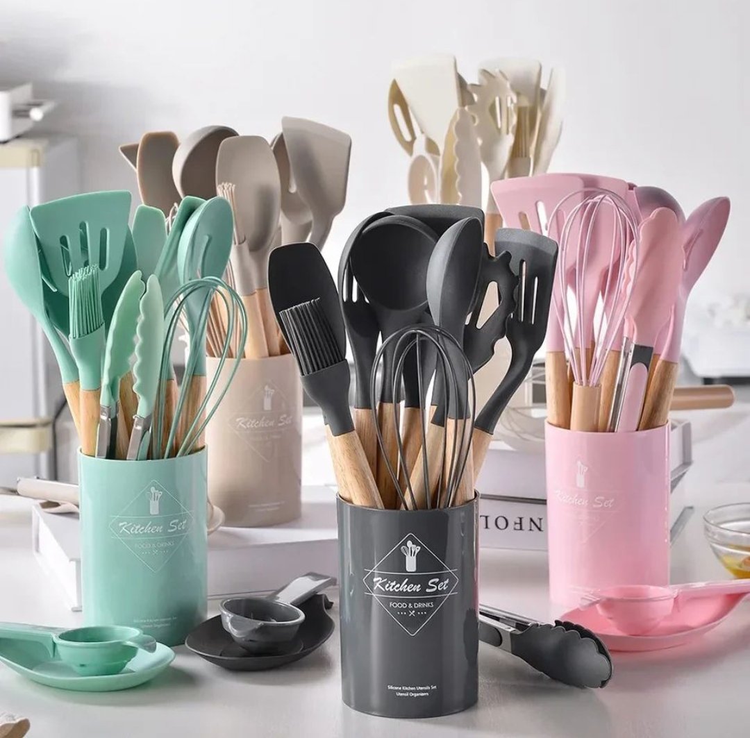 12 Pieces Silicone Spoon Set