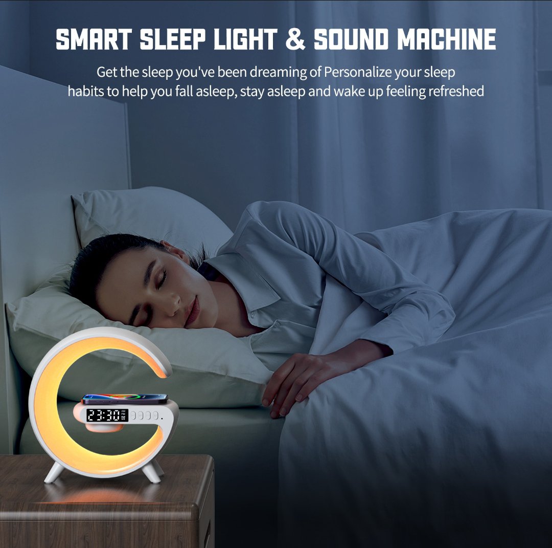 G-Shaped Time,Lamp &amp; Speaker with Wireless Charger