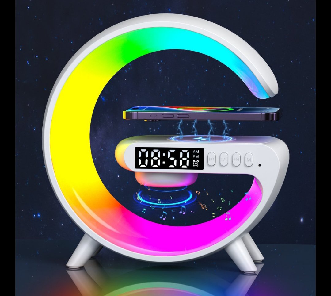 G-Shaped Time,Lamp &amp; Speaker with Wireless Charger