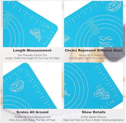 Non-Stick Silicone Baking Mat With Measurements Heat Resistant Cookie Sheet Oven Liner (Multi color) 40x50 cm