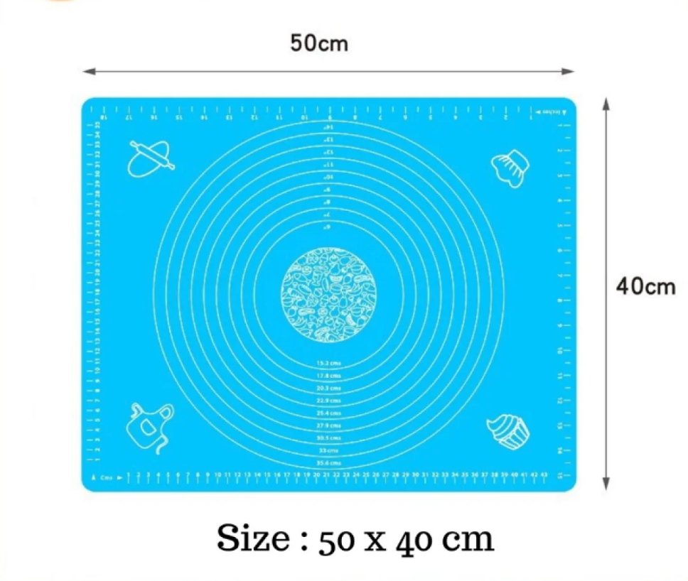 Non-Stick Silicone Baking Mat With Measurements Heat Resistant Cookie Sheet Oven Liner (Multi color) 40x50 cm