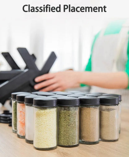 18 Jar Glass Revolving Spice Rack Holder