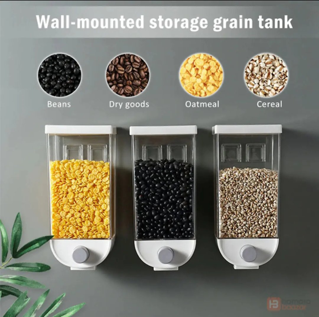 Single Piece Grain Storage 1.5kg Wall Hanging Food Container Kitchen Bean Dispenser
