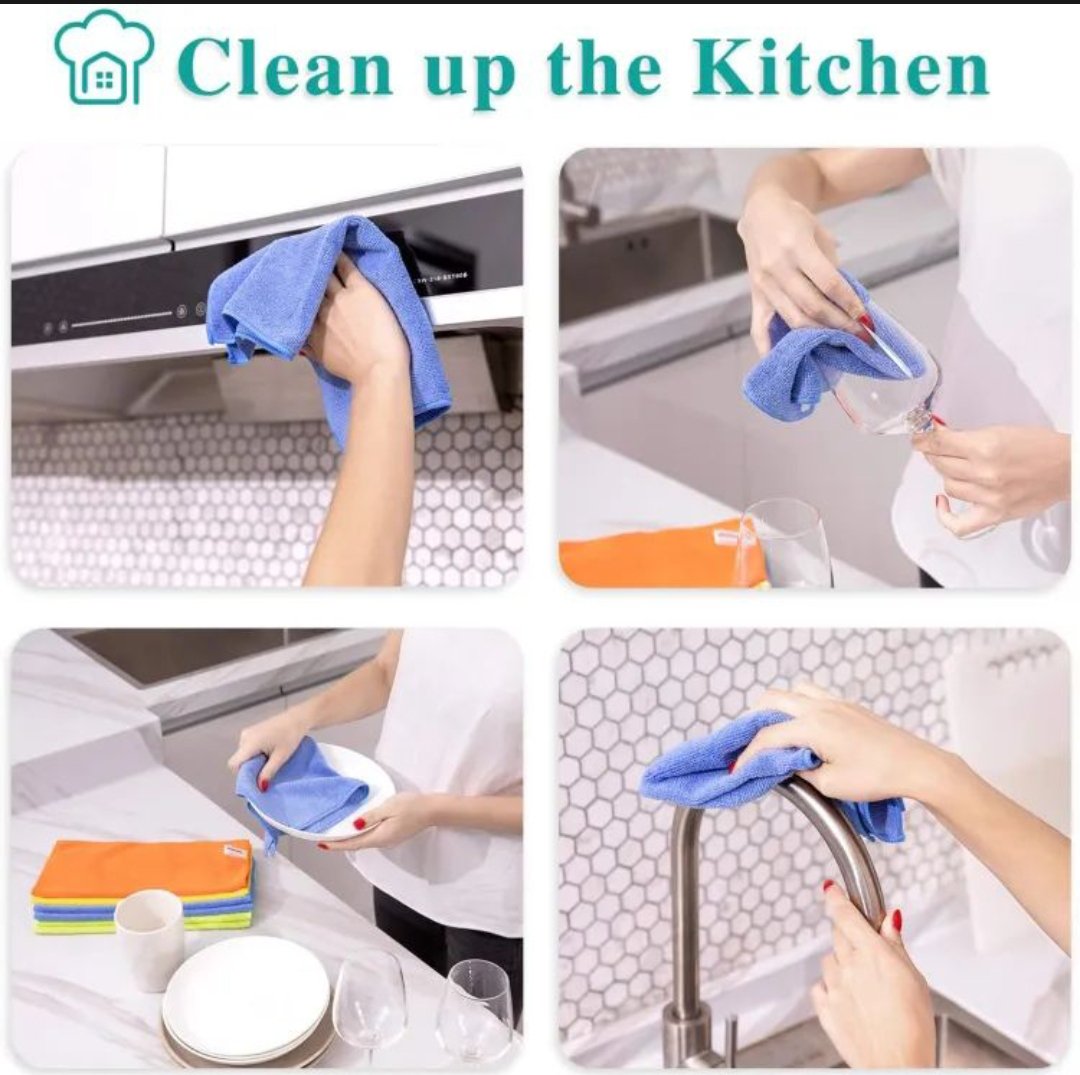 Microfiber Duster Pack of 4 Size 20x20" For Kitchen,Car and Motorcycle Cleaning