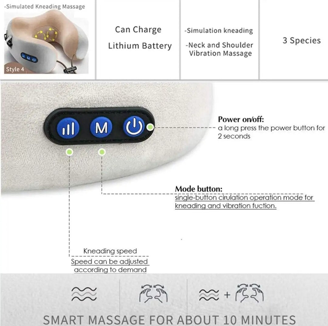 Rechargeable U Shaped Cervical Massage Pillow Neck Massager