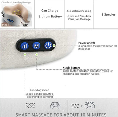 Rechargeable U Shaped Cervical Massage Pillow Neck Massager