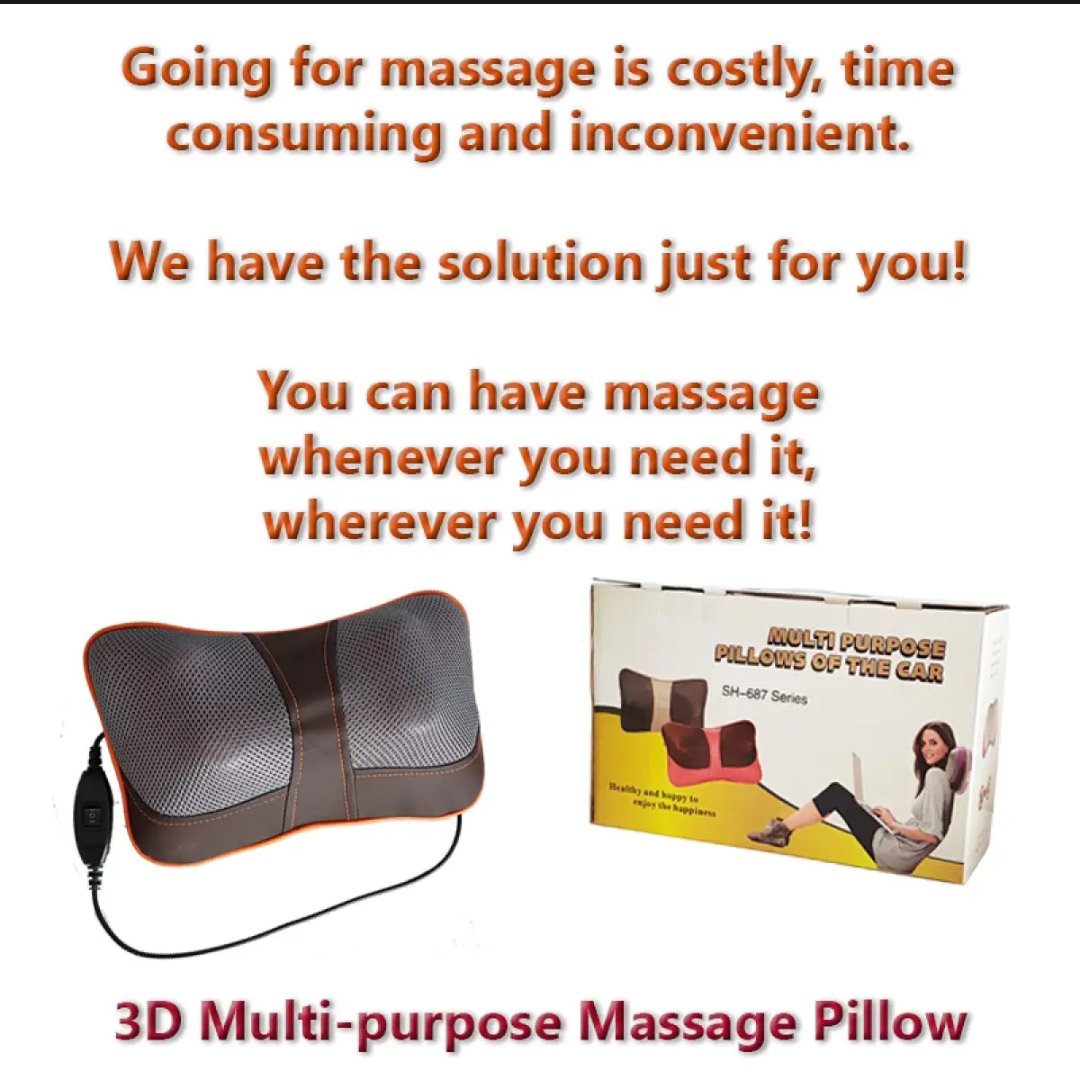 Dual Home and Car Pillow Massager For Head Neck Body Massage Heating &amp; Kneading