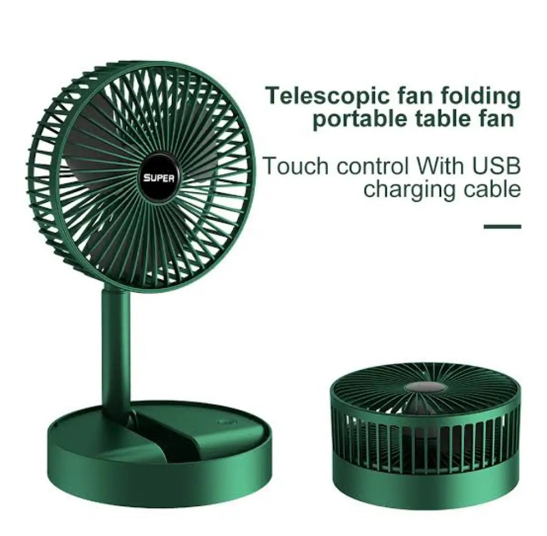 USB Rechargeable Telescopic Folding Fan | Mini Portable Side Desk Table Adjustable