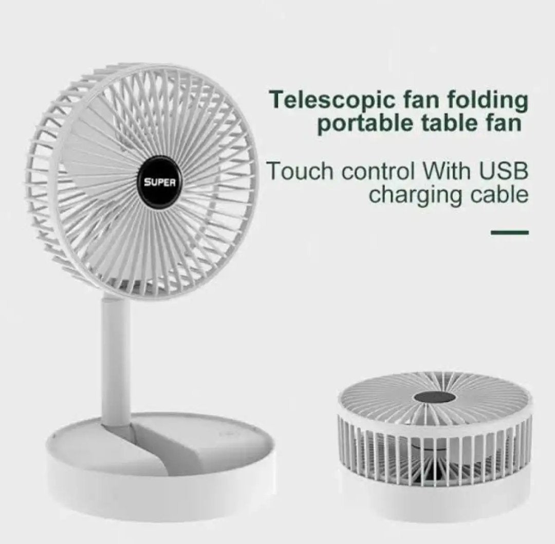 USB Rechargeable Telescopic Folding Fan | Mini Portable Side Desk Table Adjustable