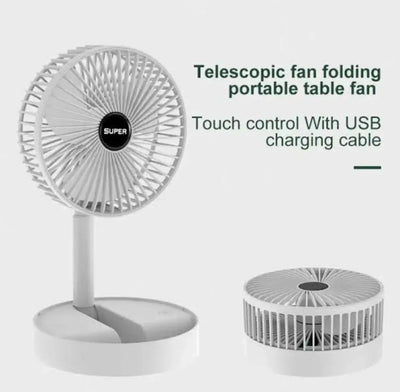 USB Rechargeable Telescopic Folding Fan | Mini Portable Side Desk Table Adjustable
