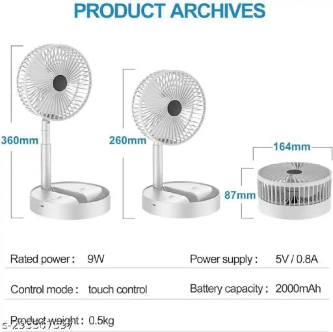 USB Rechargeable Telescopic Folding Fan | Mini Portable Side Desk Table Adjustable