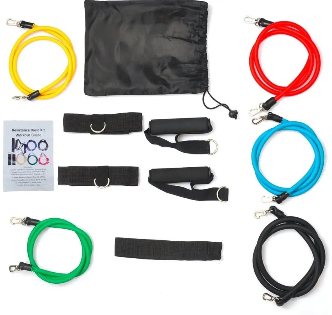 11 PCS Latex Resistance Band Set Yoga Pilates Abs Exercise Fitness Gym