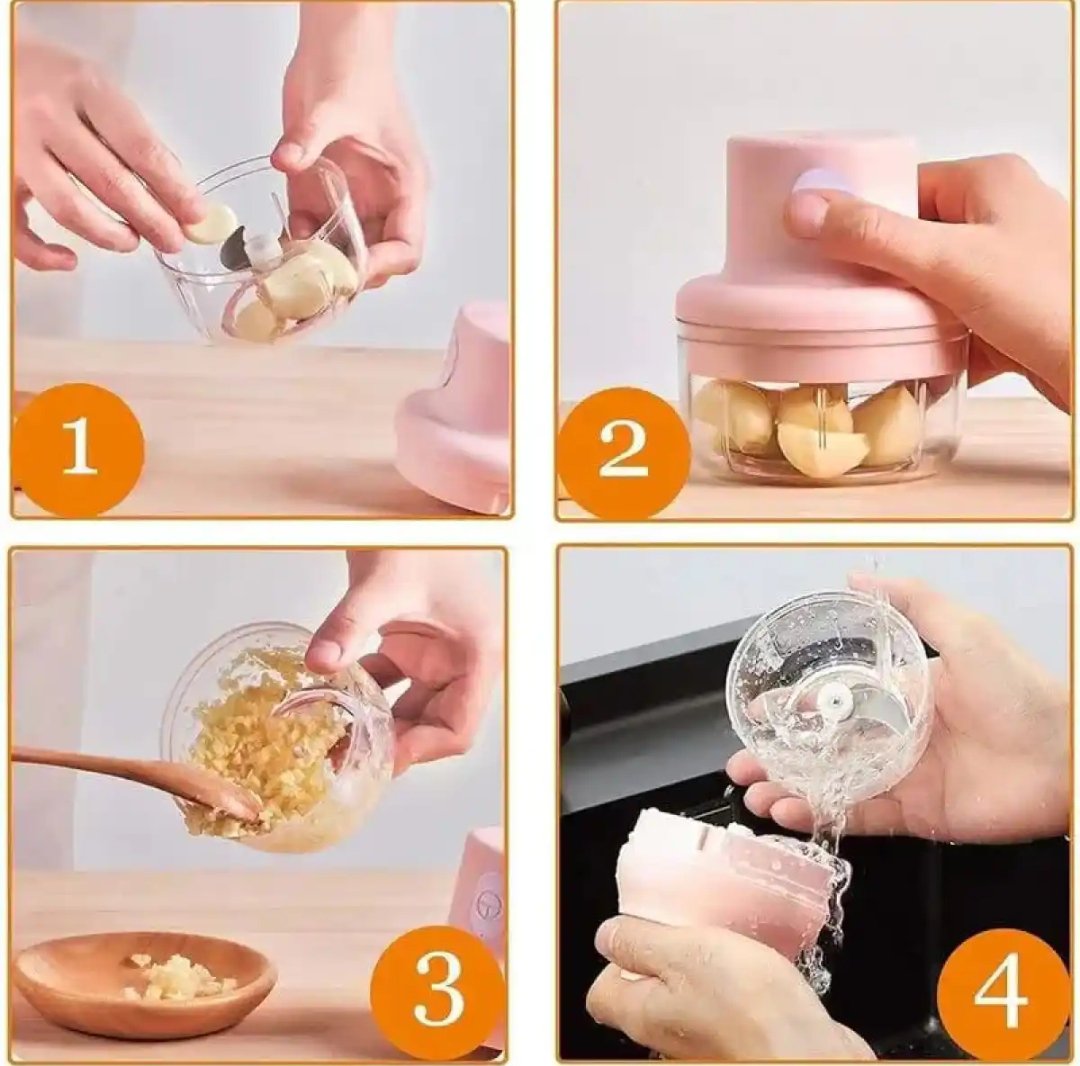 Wireless Portable Mini Electric Food Chopper USB Stainless Steel – 250ml – Rechargeable