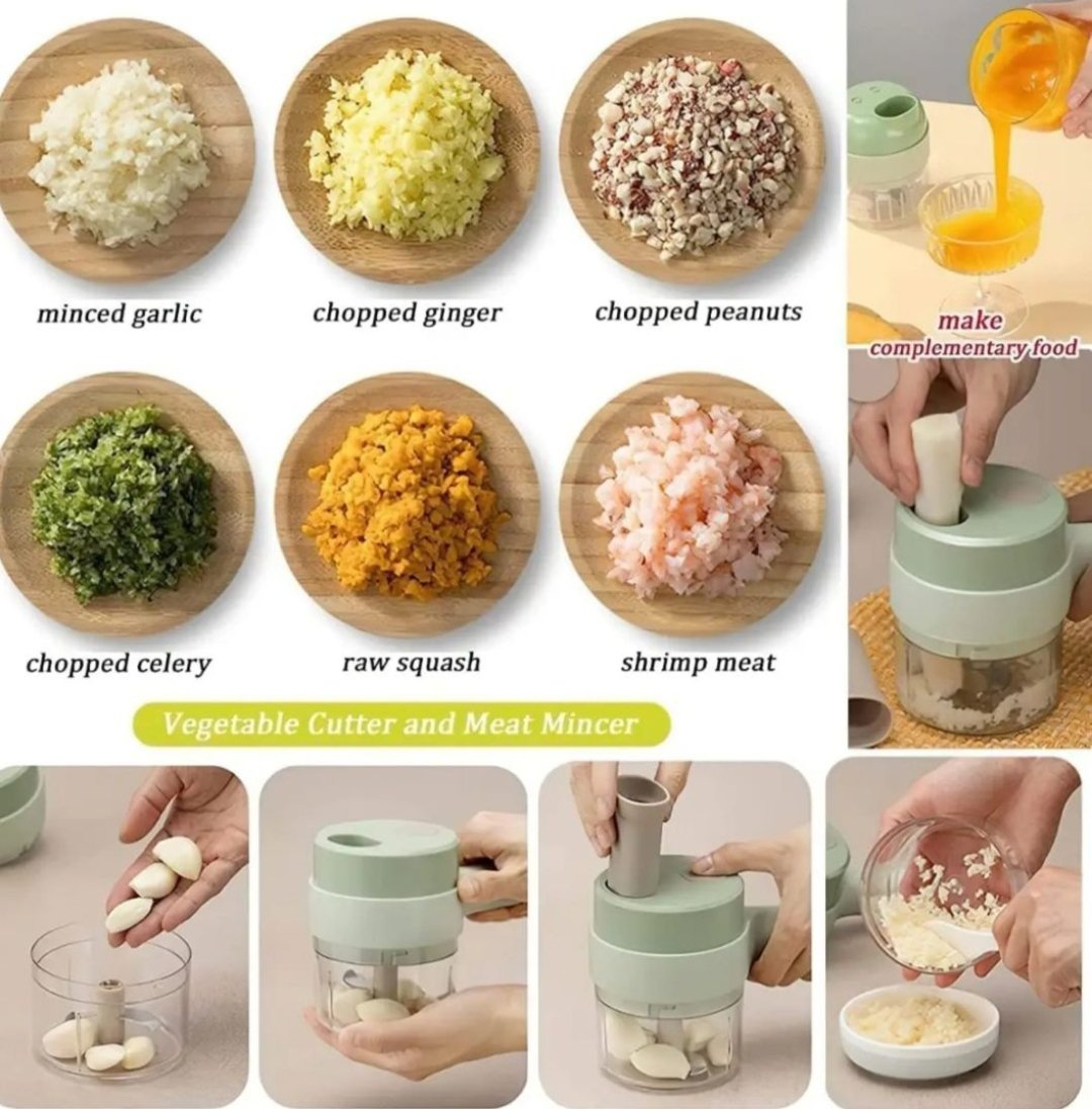Multifunctional 4-in-1 Handheld Electric Vegetable Cutter Set - Portable Wireless