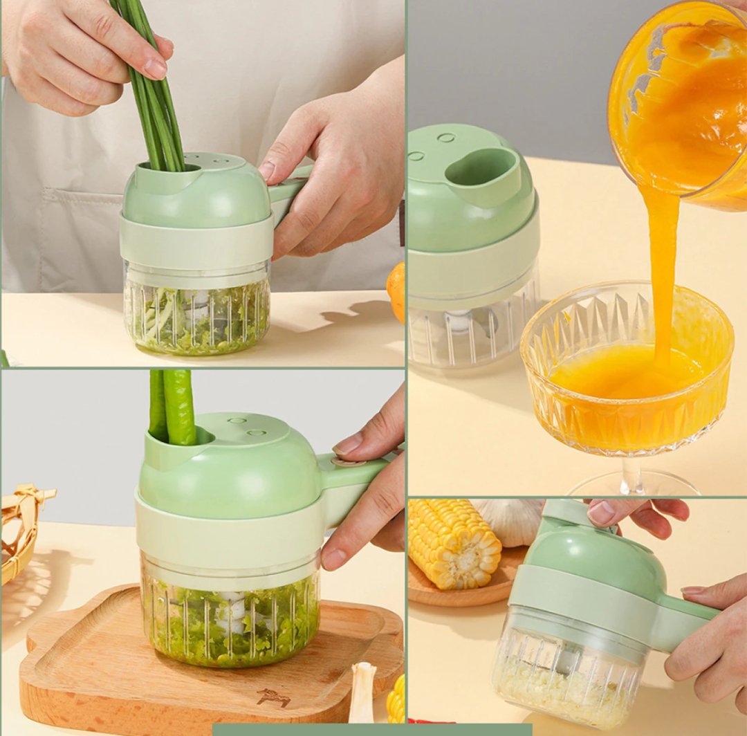 Multifunctional 4-in-1 Handheld Electric Vegetable Cutter Set - Portable Wireless