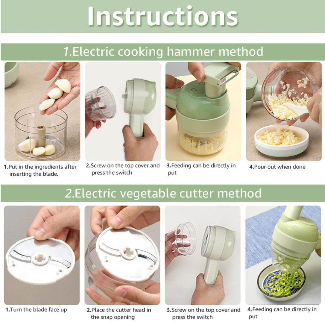 Multifunctional 4-in-1 Handheld Electric Vegetable Cutter Set - Portable Wireless