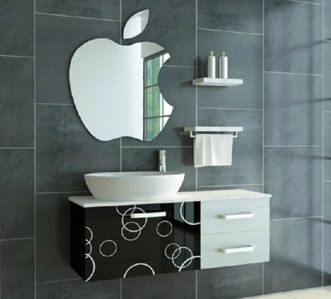 Apple Shaped Wall Miror,Wall Sticker 15 x 12 Inches