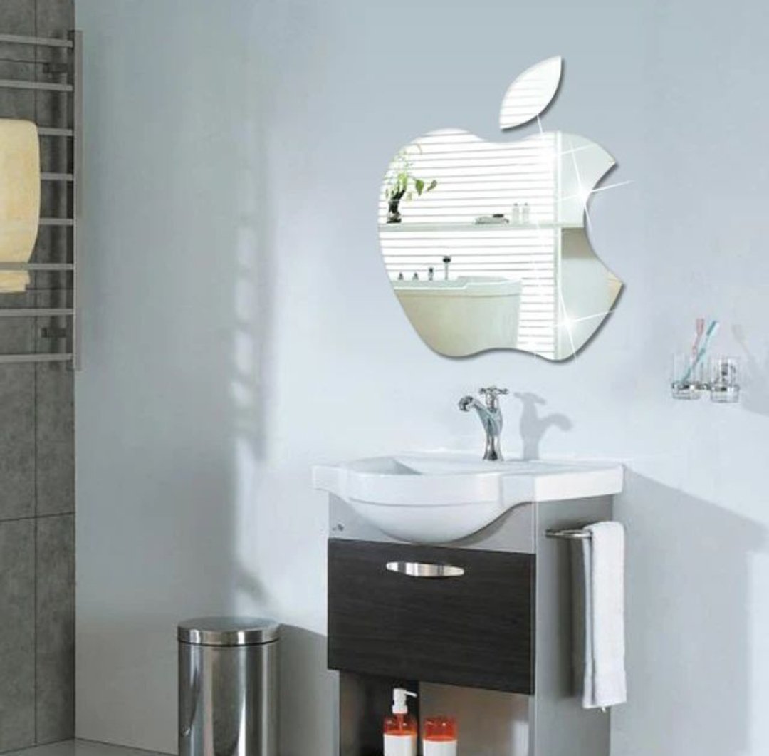 Apple Shaped Wall Miror,Wall Sticker 15 x 12 Inches