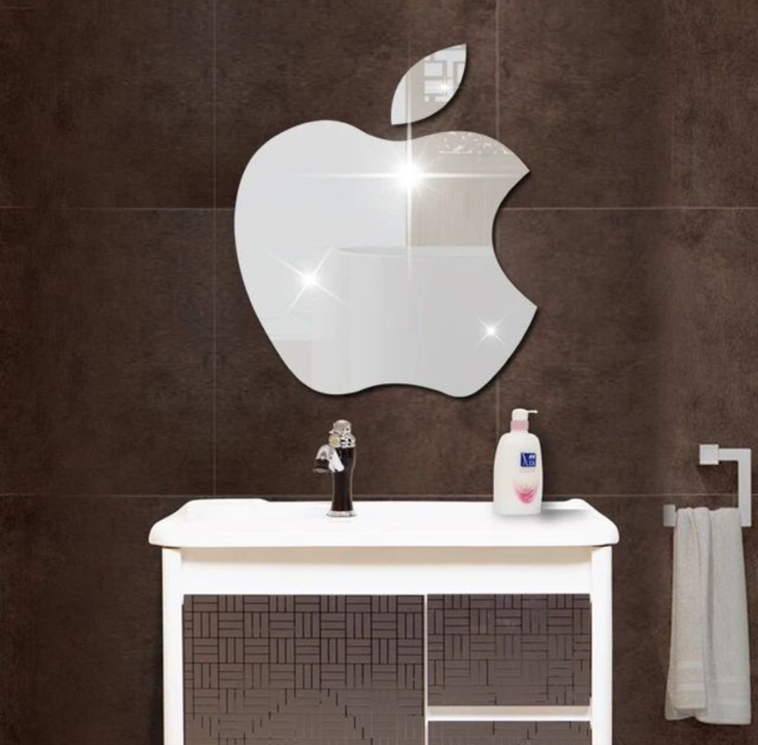 Apple Shaped Wall Miror,Wall Sticker 15 x 12 Inches