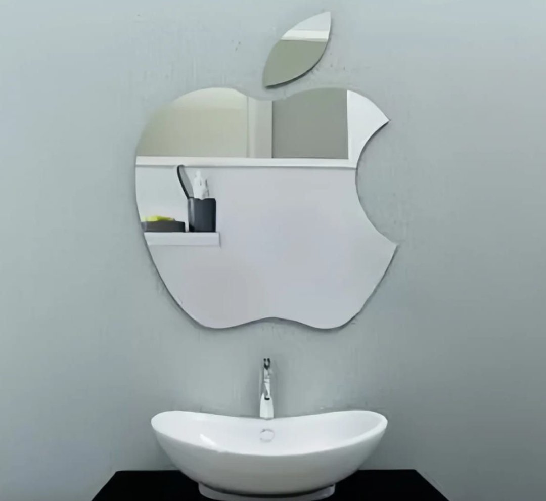 Apple Shaped Wall Miror,Wall Sticker 15 x 12 Inches