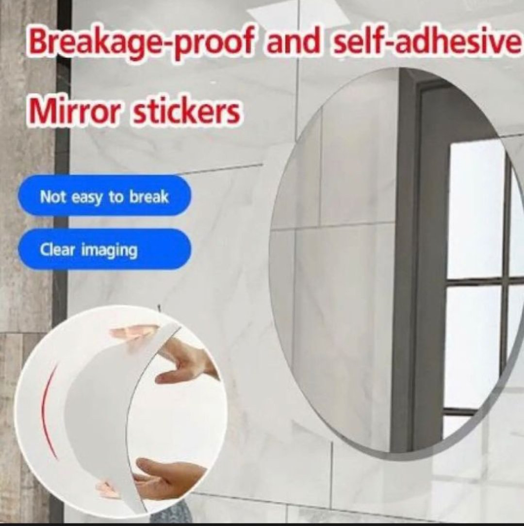 Oval Shape Flexible Self Adhesive Non-Glass Mirror Sticker