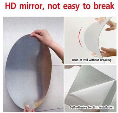 Oval Shape Flexible Self Adhesive Non-Glass Mirror Sticker