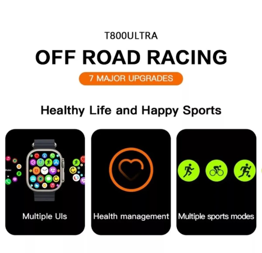 T800 Ultra Smart Watch Series 8 1.99" Bluetooth Call Smartwatch Heart Rate Sleep Monitoring IP67 Waterproof Wireless Charging Watch for Men Women PK S8 DT8