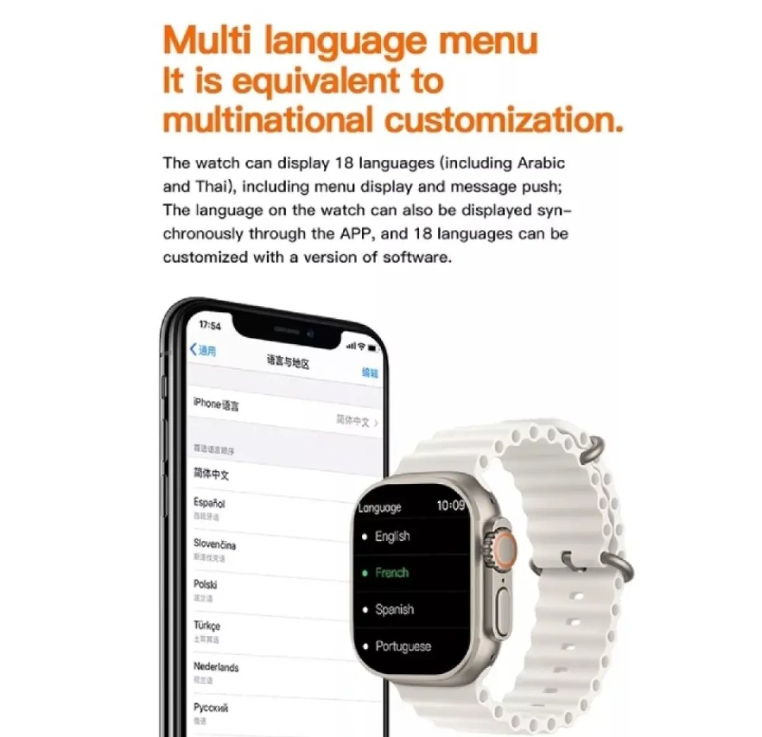 T800 Ultra Smart Watch Series 8 1.99" Bluetooth Call Smartwatch Heart Rate Sleep Monitoring IP67 Waterproof Wireless Charging Watch for Men Women PK S8 DT8