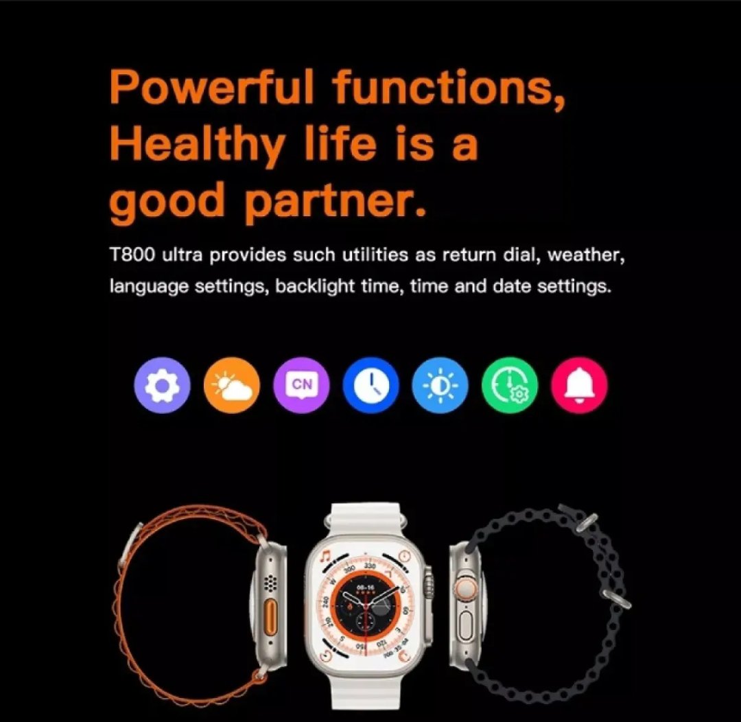 T800 Ultra Smart Watch Series 8 1.99" Bluetooth Call Smartwatch Heart Rate Sleep Monitoring IP67 Waterproof Wireless Charging Watch for Men Women PK S8 DT8