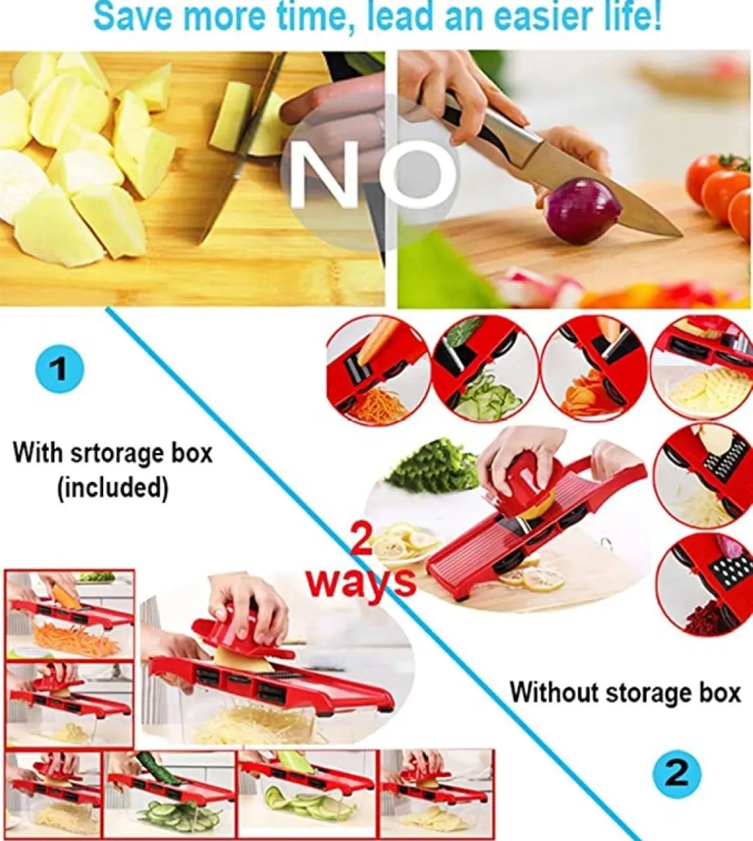 High Quality 10 In 1 Mandoline Slicer Vegetable Grater, Cutter with Stainless Steel Blades