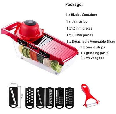 High Quality 10 In 1 Mandoline Slicer Vegetable Grater, Cutter with Stainless Steel Blades