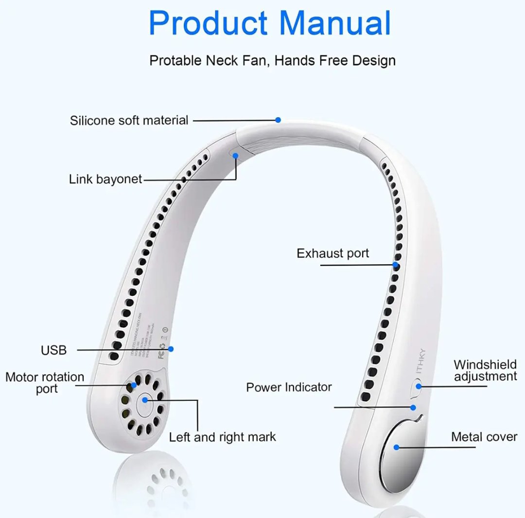 Bladeless neck fans portable rechargeable USB Cooling Fan