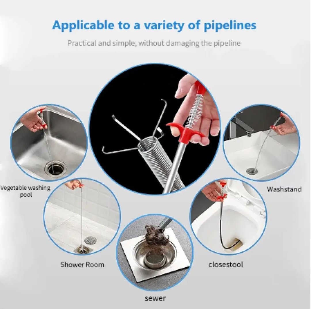 Metal Flexible 90 cm Wire Brush Hand Sink Cleaning Hook Sewer Dredging Device Snake Drain Cleaner Spring Pipe 
