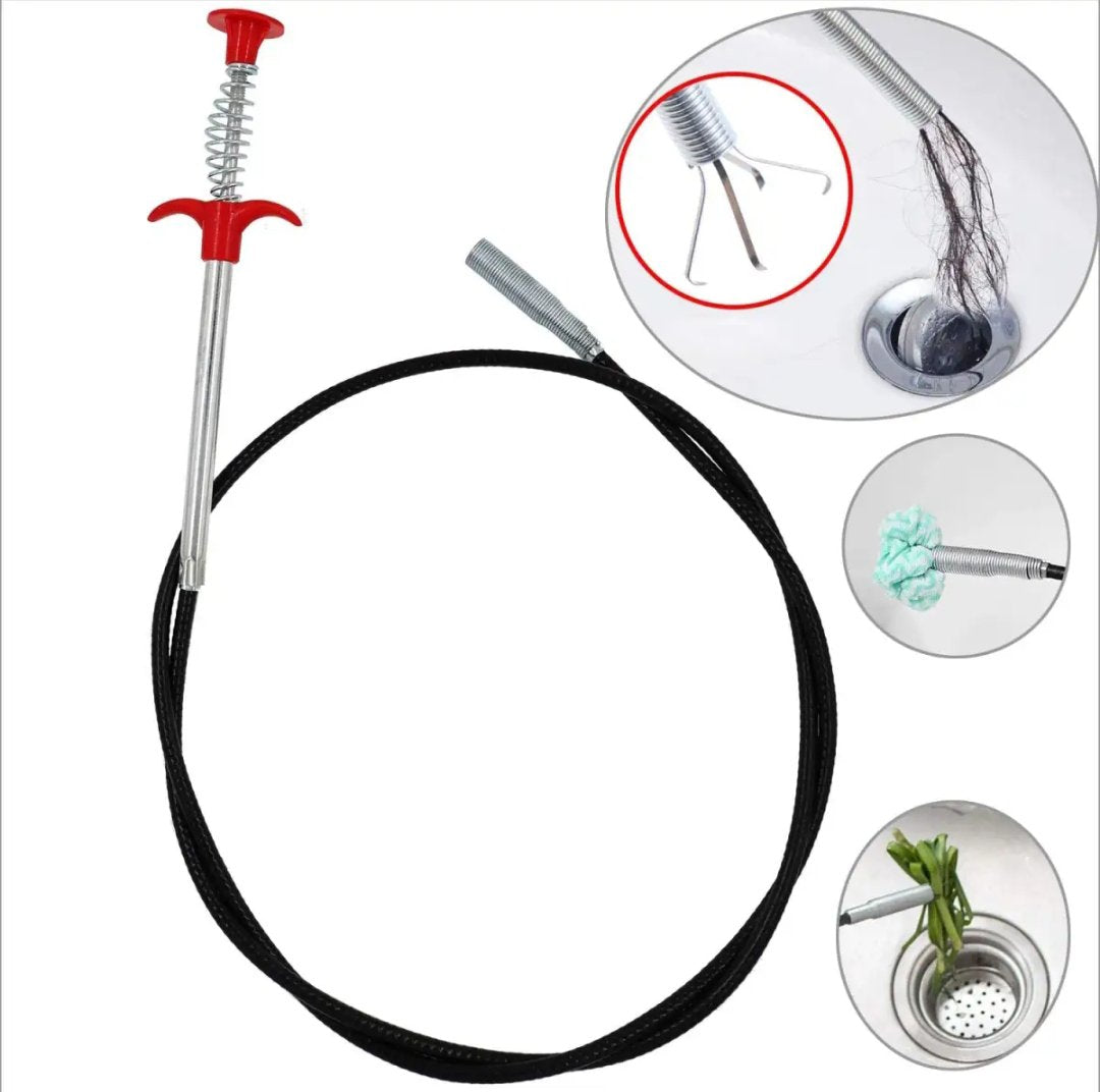 Metal Flexible 90 cm Wire Brush Hand Sink Cleaning Hook Sewer Dredging Device Snake Drain Cleaner Spring Pipe 