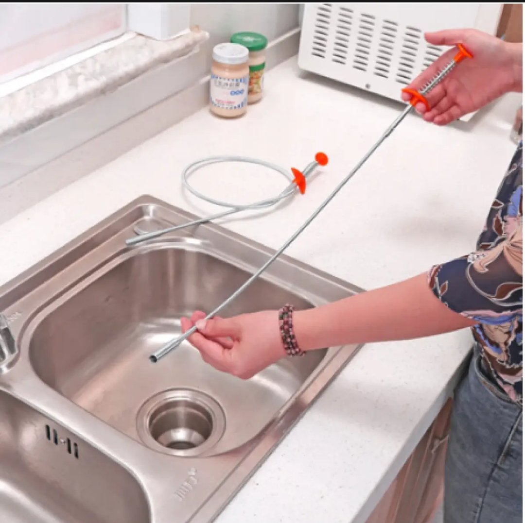Metal Flexible 90 cm Wire Brush Hand Sink Cleaning Hook Sewer Dredging Device Snake Drain Cleaner Spring Pipe 