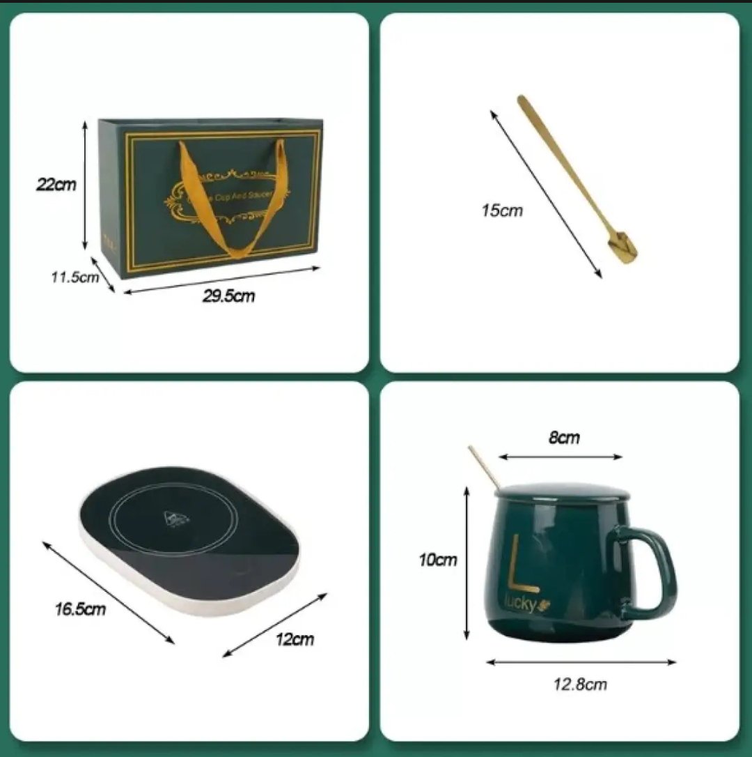Ceramic Mug with Lid Spoon Gift Cup Thermos Cup Auto-sensing Thermostat Heater Insulation Pad Coaster Electric 55°C Household Gift