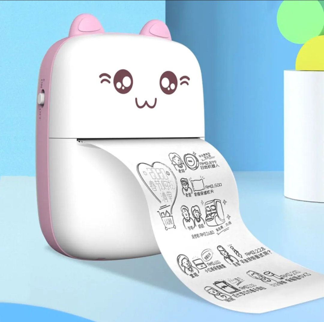 Mini Printer Inkless Bluetooth Portable Photo Printing 57mm for Android IOS Fit for Adhesive Label Thermal Papers.