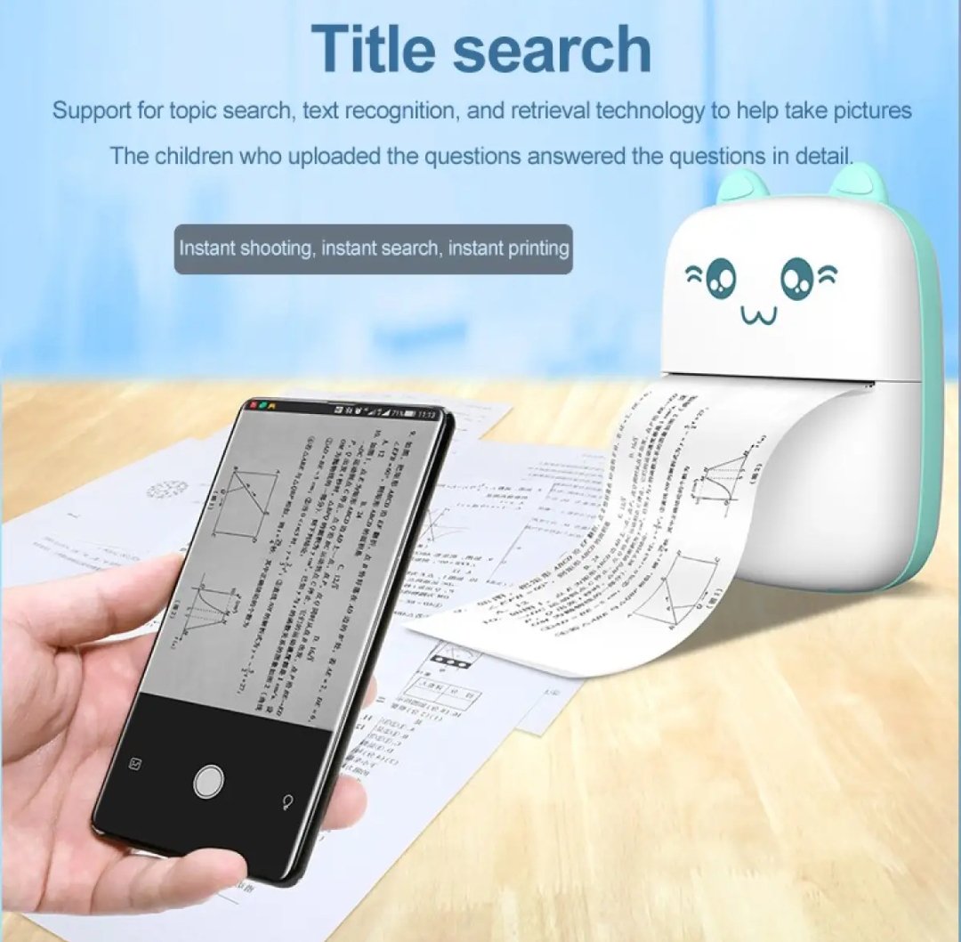 Mini Printer Inkless Bluetooth Portable Photo Printing 57mm for Android IOS Fit for Adhesive Label Thermal Papers.