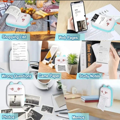 Mini Printer Inkless Bluetooth Portable Photo Printing 57mm for Android IOS Fit for Adhesive Label Thermal Papers.
