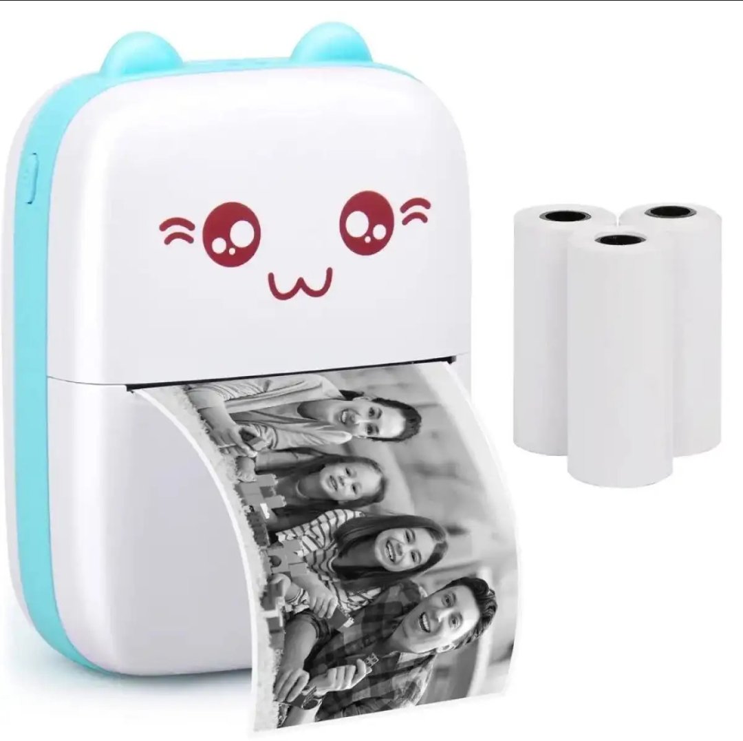 Mini Printer Inkless Bluetooth Portable Photo Printing 57mm for Android IOS Fit for Adhesive Label Thermal Papers.