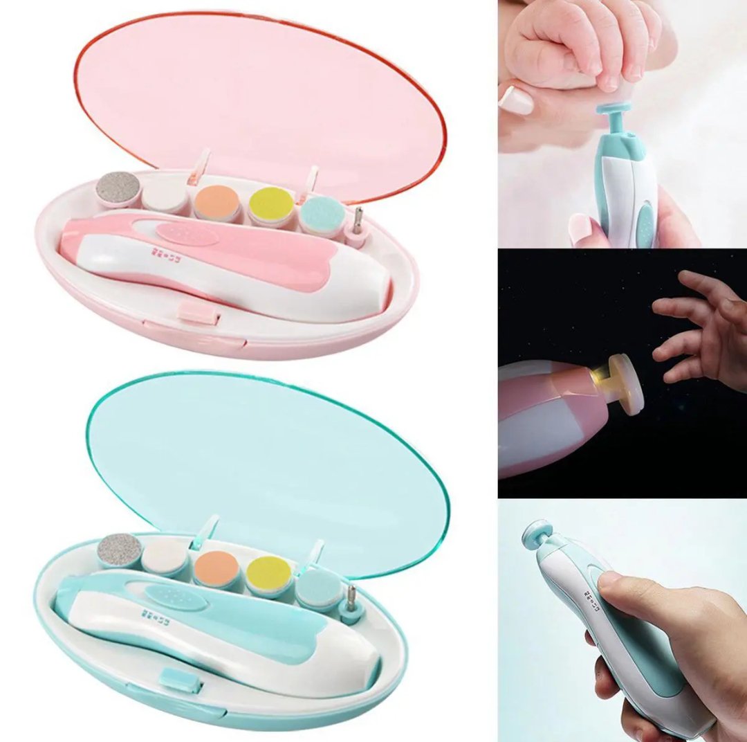 The Vechase | 6 in 1 Baby Nail Trimmer Portable Electric Baby Manicure Pedicure Nail Clippers Infant Newborn Baby Nail Cutter with LED Light