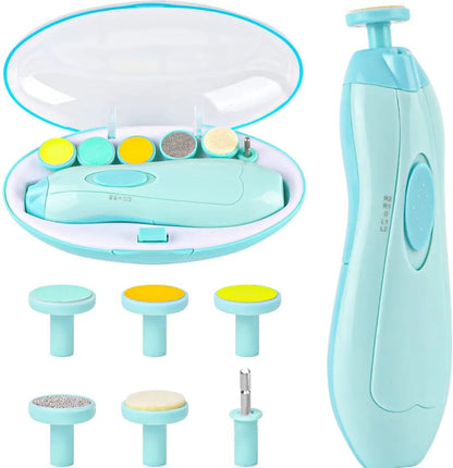 The Vechase | 6 in 1 Baby Nail Trimmer Portable Electric Baby Manicure Pedicure Nail Clippers Infant Newborn Baby Nail Cutter with LED Light
