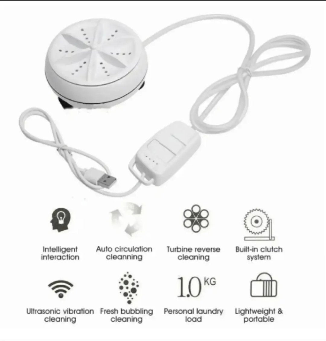 MiniWashing Machine,Portable Ultrasonic USB Turbo Washing Machine,Mini Washer for Travelling,Camping,Business Trip.Mini Washing Machine for Cleaning Sock,Underwear,Small Rags,Towel