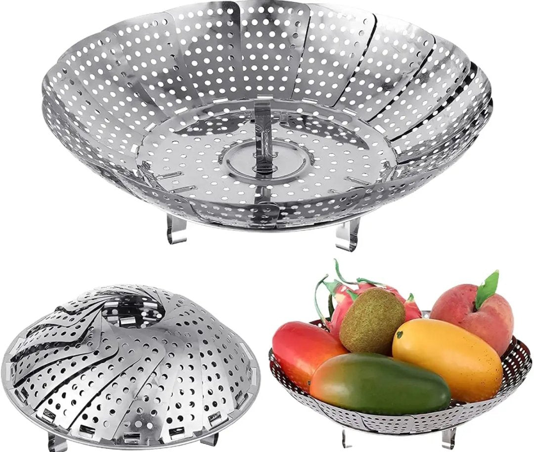 Stainless Steel Food Steamer Steamer Basket Stainless Steel for Food and Vegetable, Premium Expandable Steam Basket to Fit Various Size Pots Stainless Steel Steamer Basket, For Home
