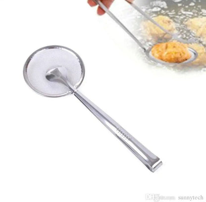 ModularTech - 2 in 1 Frying Tong Stainless Steel for Deep Frying Pakkorra, Botti etc With a one-sided filter is convenient to take out fried foods, oil drain on the other side has a delicate hollow out design