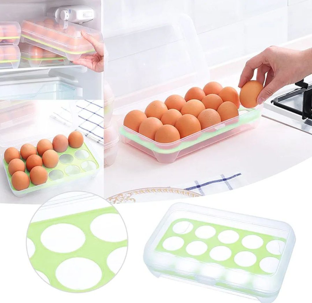 2in1 Stylish 15 Grid Egg Tray + Storage Box