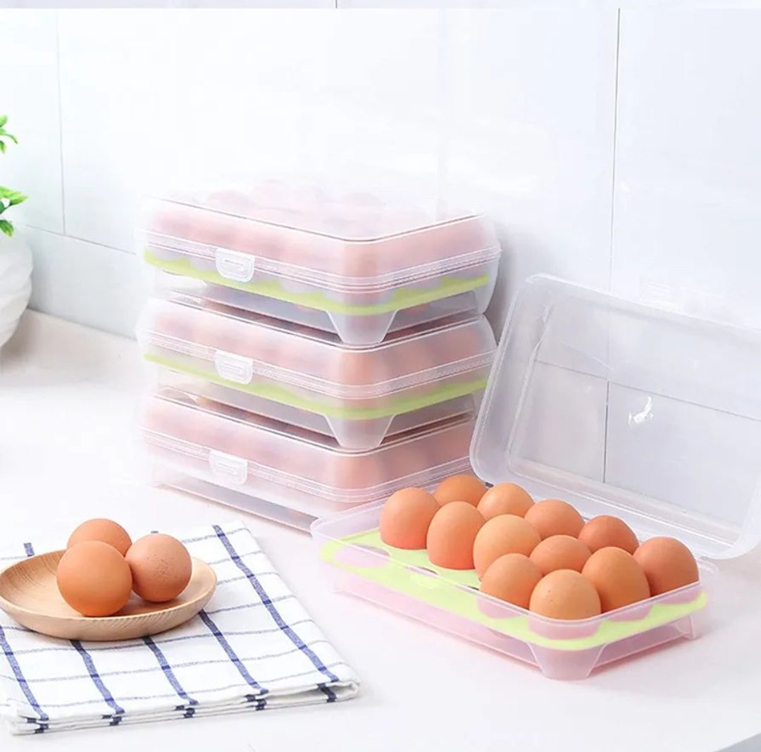 2in1 Stylish 15 Grid Egg Tray + Storage Box